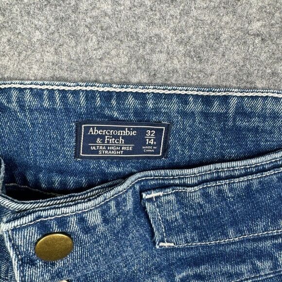 Abercrombie & Fitch Jeans Ultra High Rise Straight Womens 32/14R Blue Denim - Picture 7 of 11